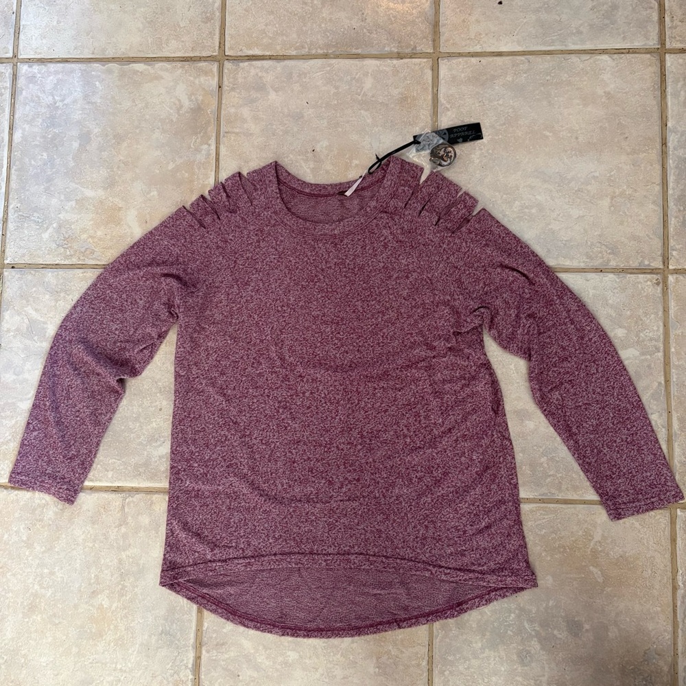 6/$20 NWT Poof! Aparrell Modern Mauve Long-Sleeve Cold-Shoulder Top M